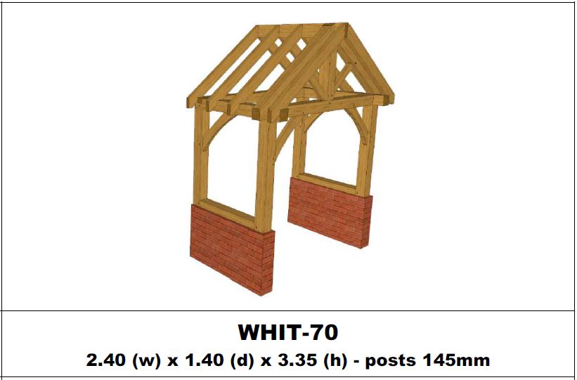 European Oak Porch Kits - 2.40m x 1.30m x 3.35m - (WHIT-70)