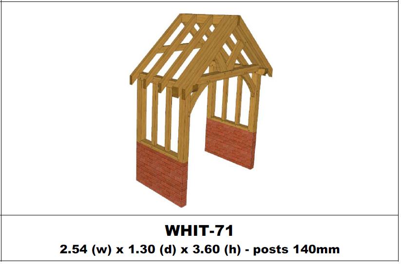 European Oak Porch Kits - 2.54m x 1.30m x 3.60m - (WHIT-71)