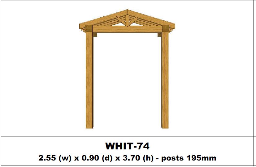 European Oak Porch Kits - 2.55m x 0.90m x 3.70m - (WHIT-74)