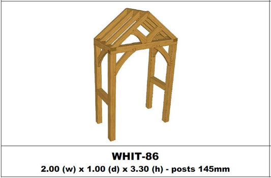 European Oak Porch Kits - 2.00m x 1.00m x 3.30m - (WHIT-86)