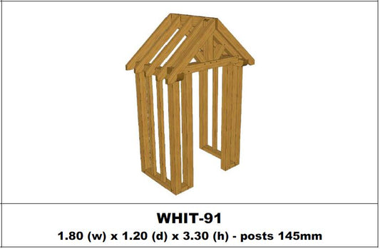 European Oak Porch Kits - 1.80m x 1.20m x 3.30m - (WHIT-91)