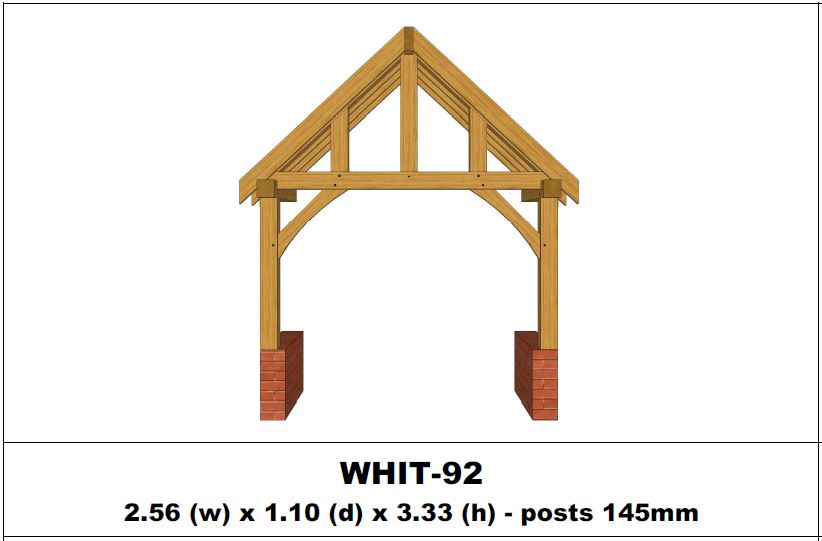 European Oak Porch Kits - 2.56m x 1.10m x 3.33m - (WHIT-92)