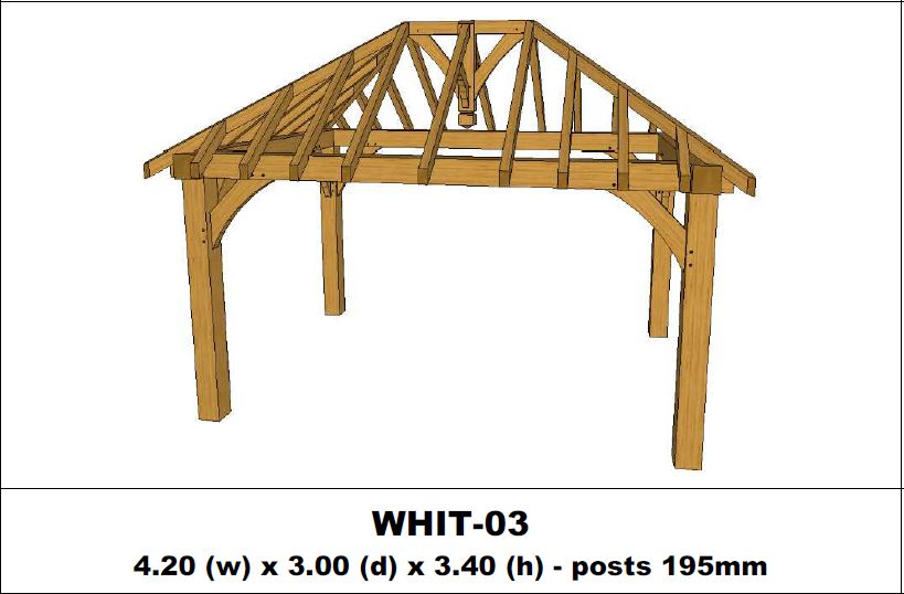 Stunning Green Oak Gazebo Kit -  4.20m x 3.00m x 3.40m (WHIT-03)