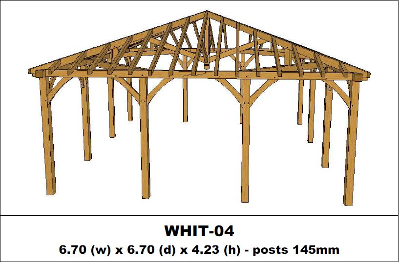 Stunning Green Oak Gazebo Kit -  6.70m x 6.70m x 4.23m (WHIT-04)