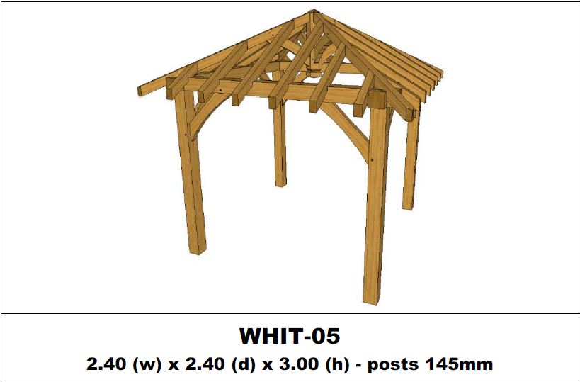 Stunning Green Oak Gazebo Kit -  2.40m x 2.40m x 3.00m (WHIT-05)