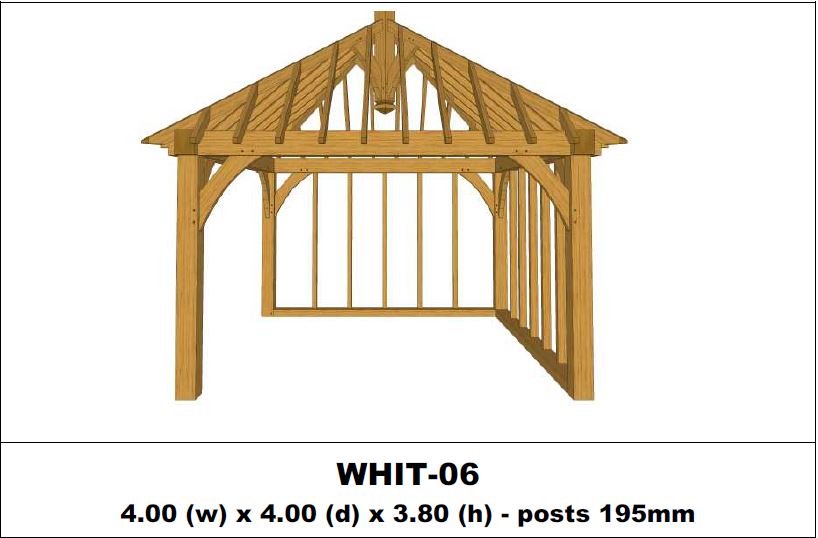 Stunning Green Oak Gazebo Kit -  4.00m x 4.00m x 3.80m (WHIT-06)