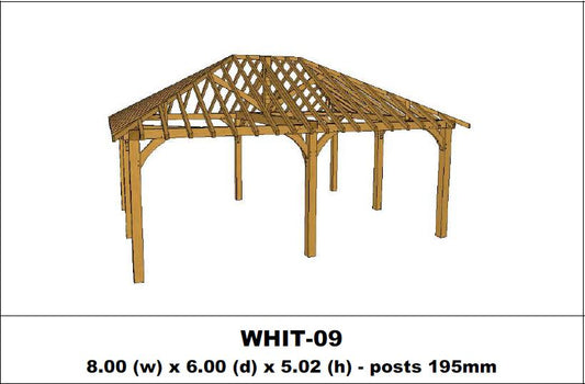 Stunning Green Oak Gazebo Kit -  8.00m x 6.00m x 5.02m (WHIT-09)