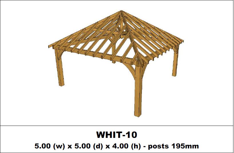 Stunning Green Oak Gazebo Kit -  5.00m x 5.00m x 4.00m (WHIT-10)