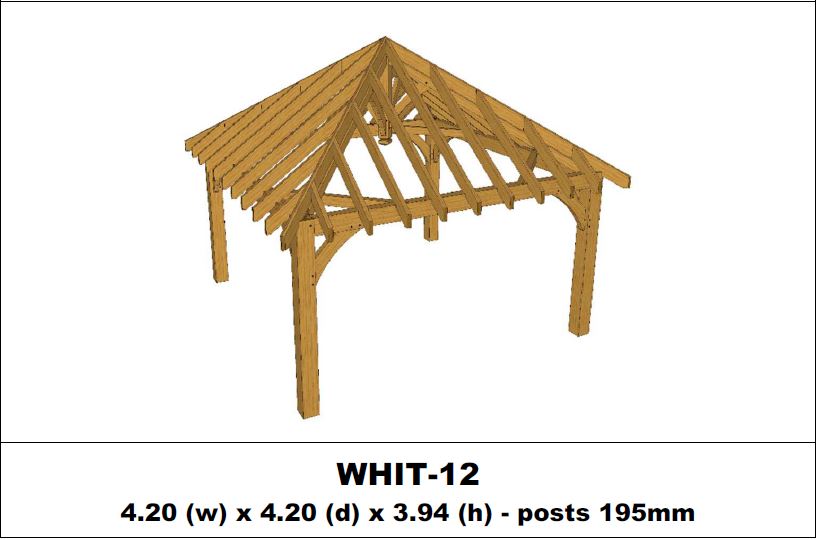 Stunning Green Oak Gazebo Kit -  4.20m x 4.20m x 3.94m (WHIT-12)