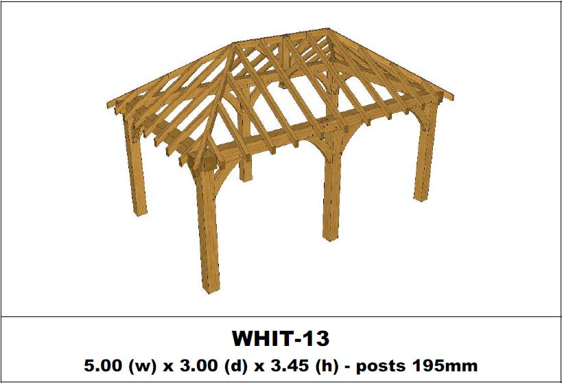 Stunning Green Oak Gazebo Kit -  5.00m x 3.00m x 3.45m (WHIT-13)