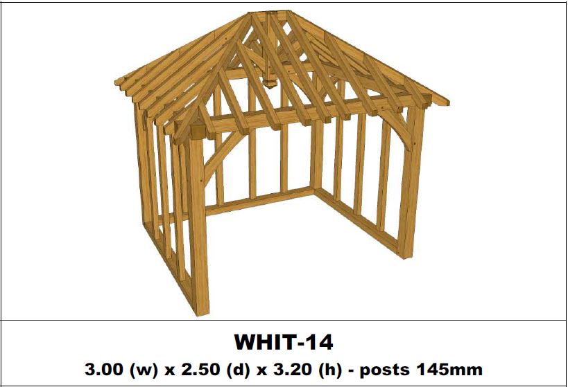 Stunning Green Oak Gazebo Kit -  3.00m x 2.50m x 3.20m (WHIT-14)