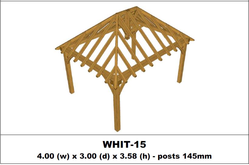 Stunning Green Oak Gazebo Kit -  4.00m x 3.00m x 3.58m (WHIT-15)