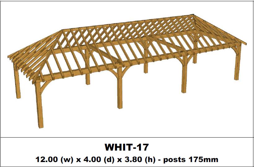 Stunning Green Oak Gazebo Kit -  12.00m x 4.00m x 3.80m (WHIT-17)