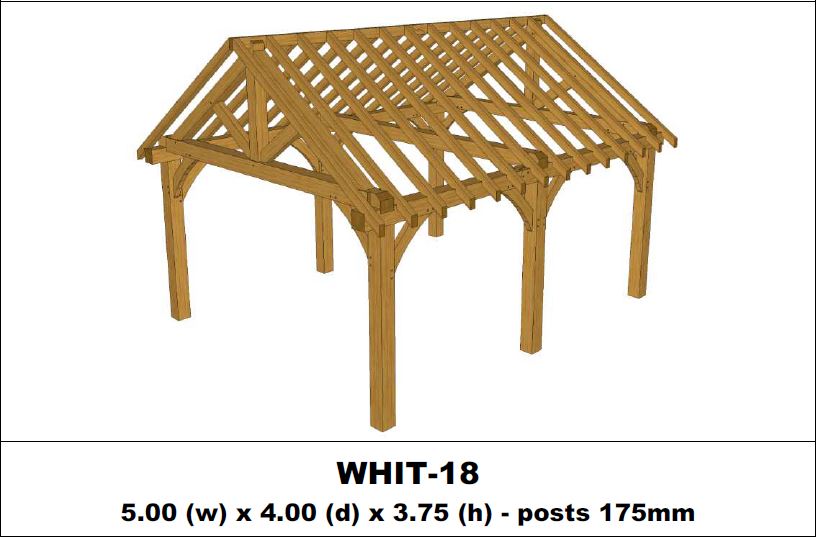 Stunning Green Oak Gazebo Kit -  5.00m x 4.00m x 3.75m (WHIT-18)