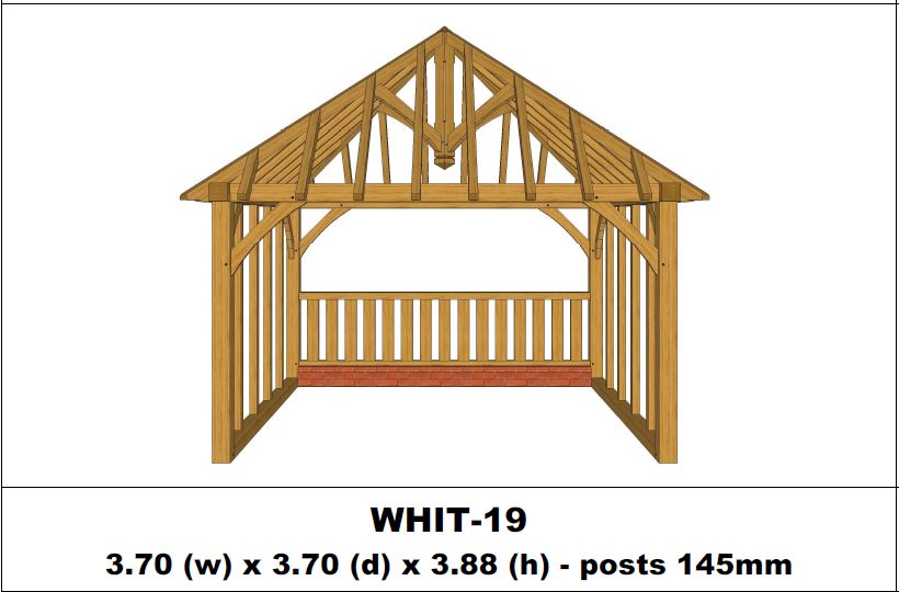 Stunning Green Oak Gazebo Kit -  3.70m x 3.70m x 3.88m (WHIT-19)