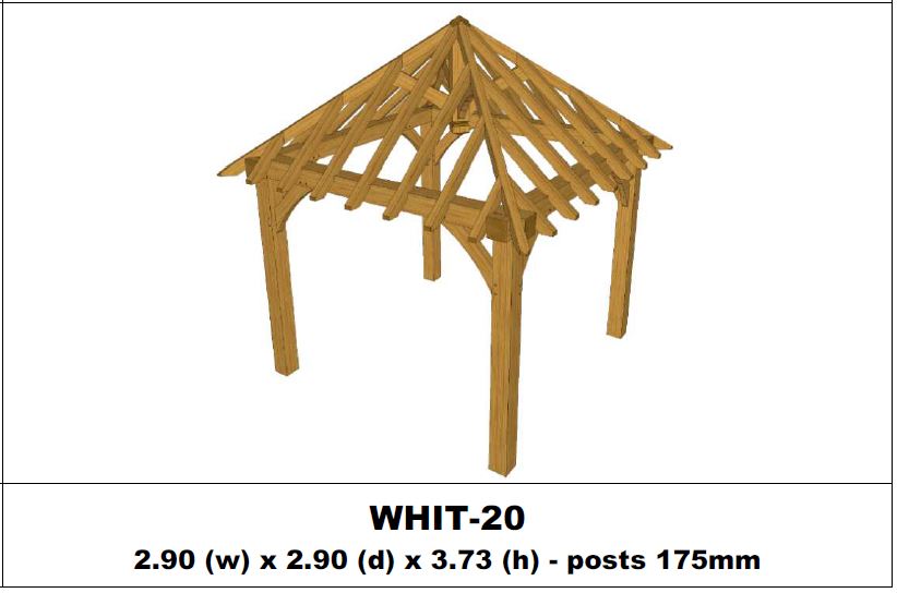 Stunning Green Oak Gazebo Kit -  2.90m x 2.90m x 3.73m (WHIT-20)