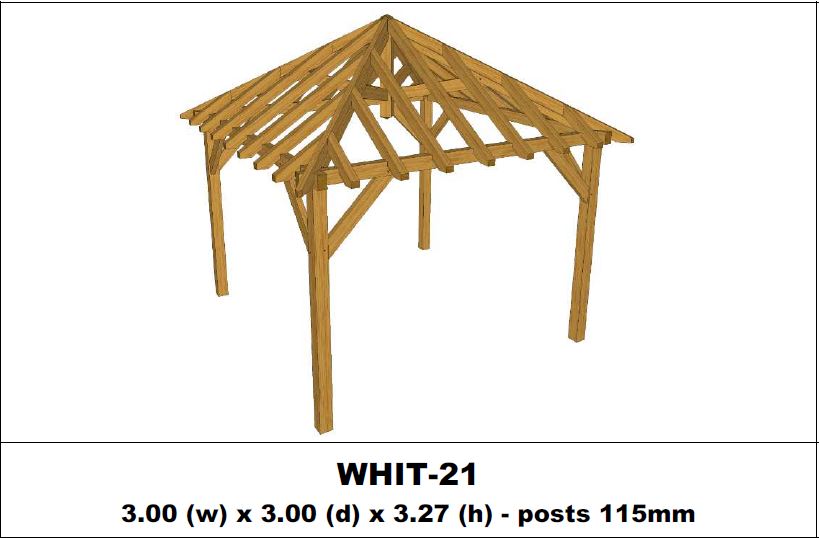 Stunning Green Oak Gazebo Kit -  3.00m x 3.00m x 3.27m (WHIT-21)