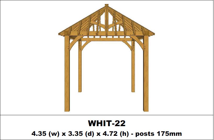 Stunning Green Oak Gazebo Kit -  4.35m x 3.35m x 4.72m (WHIT-22)