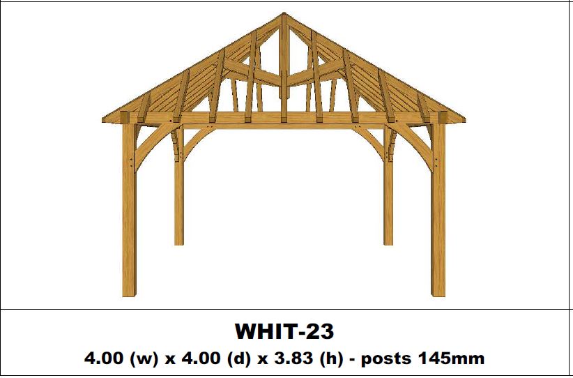 Stunning Green Oak Gazebo Kit -  4.00m x 4.00m x 3.83m (WHIT-23)