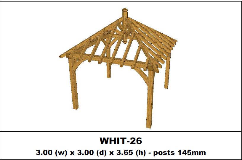 Stunning Green Oak Gazebo Kit -  3.00m x 3.00m x 3.65m (WHIT-26)