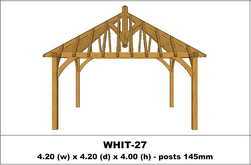 Stunning Green Oak Gazebo Kit -  4.20m x 4.20m x 4.00m (WHIT-27)