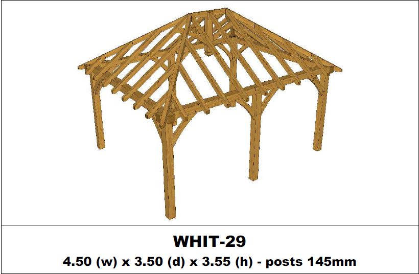 Stunning Green Oak Gazebo Kit -  4.50m x 3.50m x 3.55m (WHIT-29)