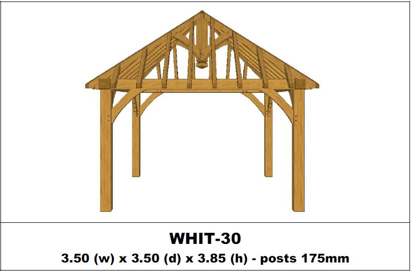 Stunning Green Oak Gazebo Kit -  3.50m x 3.50m x 3.85m (WHIT-30)