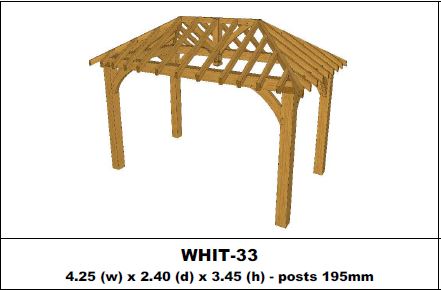 Stunning Green Oak Gazebo Kit -  4.25m x 2.40m x 3.45m (WHIT-33)